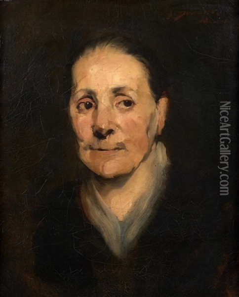 Portrait De Dame En Buste Oil Painting - Frank Duveneck
