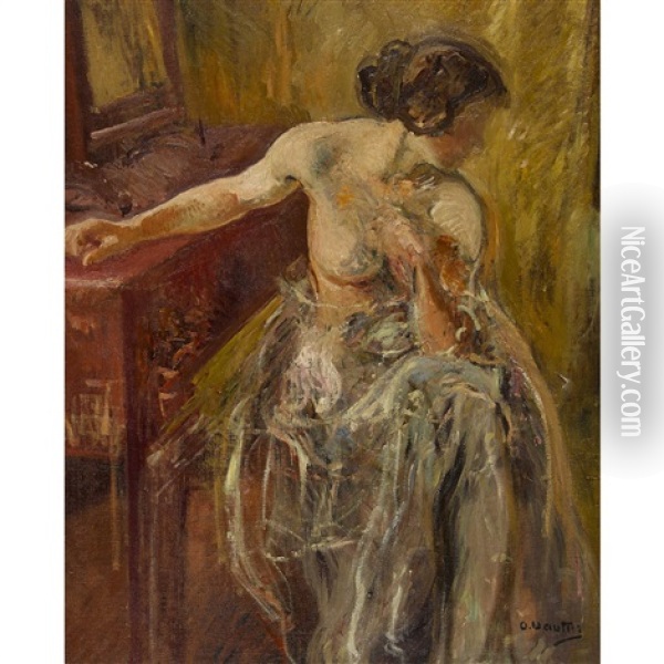 Femme A La Coiffeuse Oil Painting - Otto Vautier