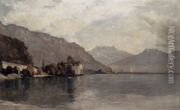 Chateau De Chillon Et Lac Leman Oil Painting - Francois-Louis-David Bocion