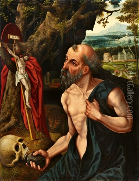Der Heilige Hieronymus Oil Painting - Pieter Coecke van Aelst the Elder