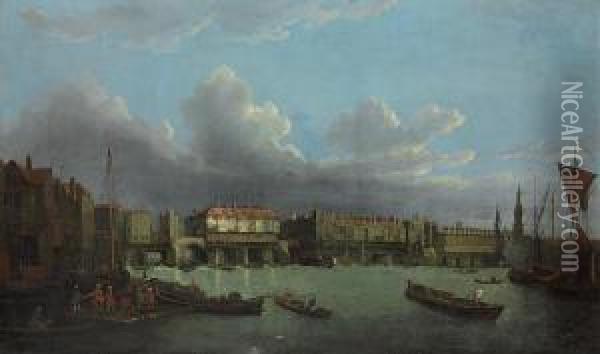 An Extensive View Of The Thames And The City Of London Oil Painting - Samuel Scott