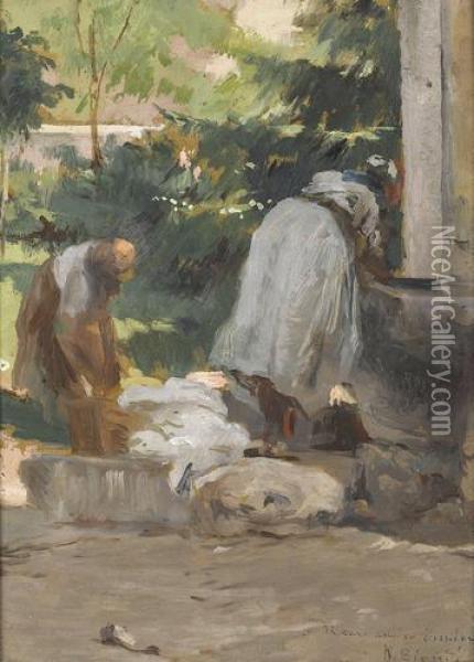 Wascherinnen Am Brunnen Oil Painting - Nicola Biondi