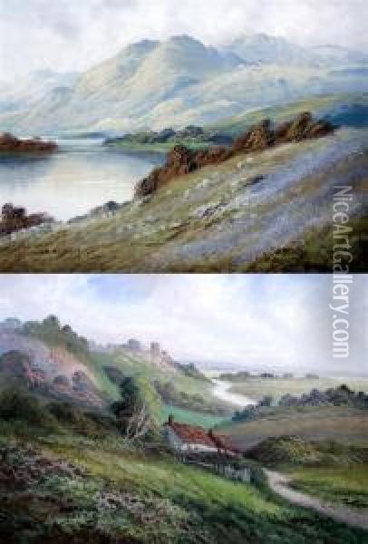 Chepstow Castle & Loch Achray Oil Painting - Alexander Jamieson