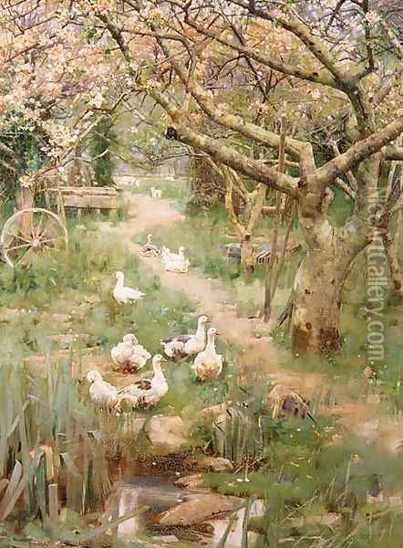 In a Cornish Orchard, 1893 Oil Painting - Frank Richards
