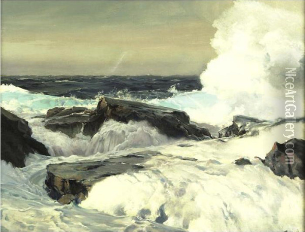 Ravaging Surf Oil Painting - Frederick Judd Waugh