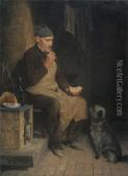 Alter Mann Beim Znuni (gyp) Oil Painting - Albert Anker