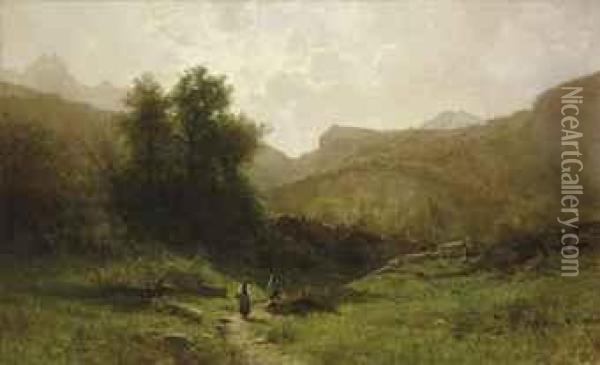 Holzfaller In Berglandschaft Oil Painting - Gustave Castan