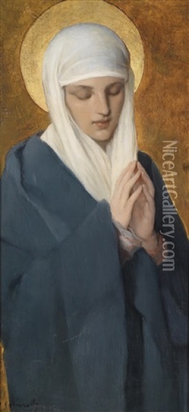 Madonna Oil Painting - Vicente Palmaroli y Gonzales