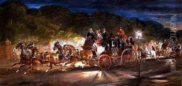 The Night Coaches Oil Painting - J.J. Jones