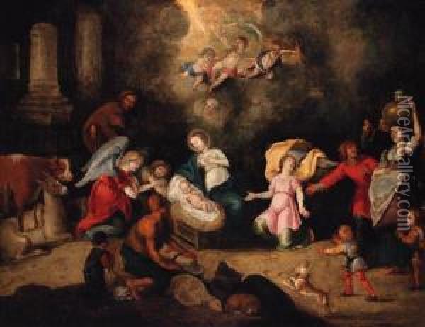 The Adoration Of The Shepherds Oil Painting - Simon de Vos