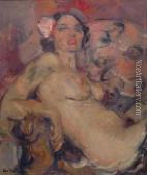 Reclining Nude Oil Painting - Abel Bertram