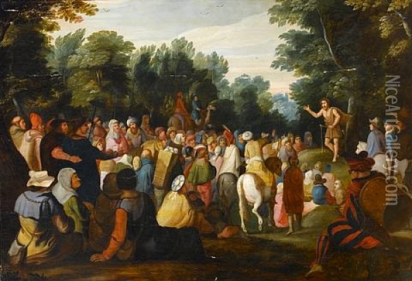 Saint John The Baptist Preaching To The Multitude Oil Painting - Hans Jordaens III
