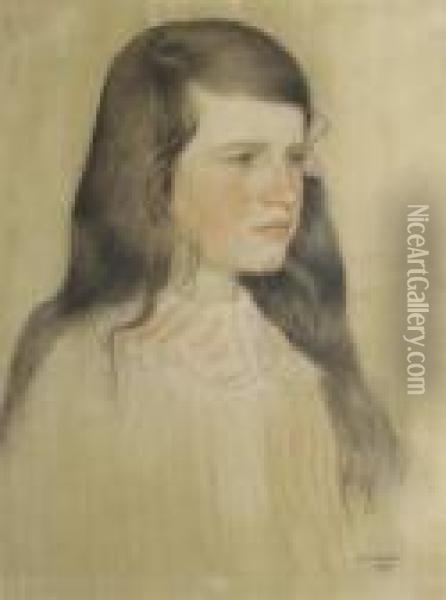 Portrait Of A Young Girl Oil Painting - William Strang