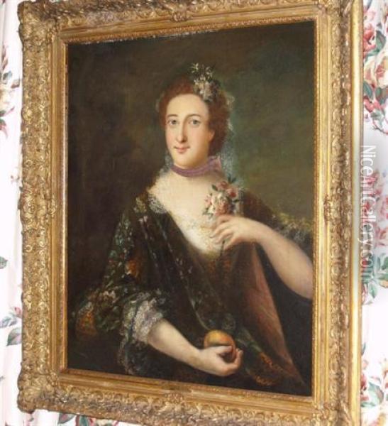 Woman Holding A Nosegay Oil Painting - Louis Antoine De Sixe