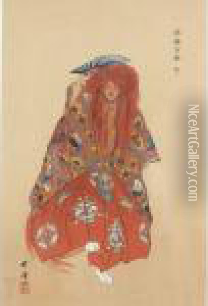 Noh Dancer Oil Painting - Tsukioka Kogyo