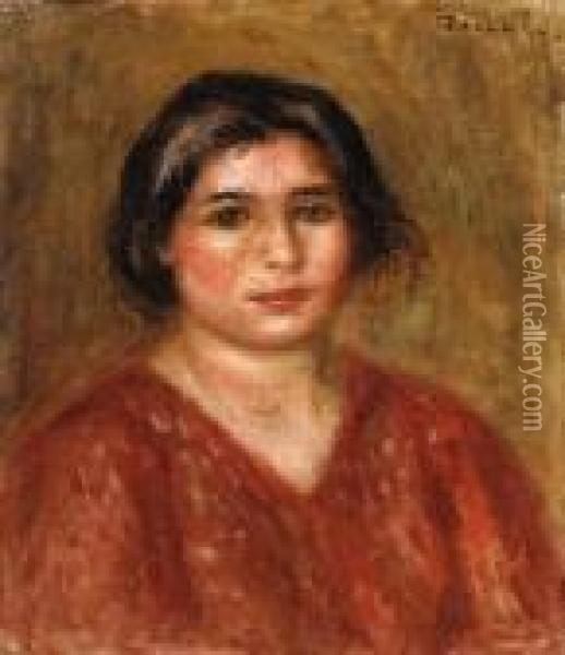 Tte De Gabrielle En Rouge Oil Painting - Pierre Auguste Renoir