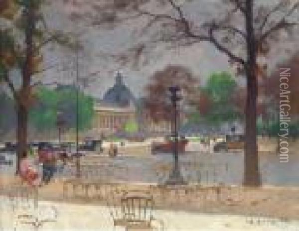 Avenue Des Champs Elysees Et Le Petit Palais Oil Painting - Jules Ernest Renoux