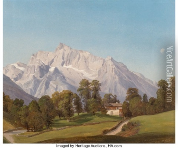 The Watzmann Near Salzburg Oil Painting - Hermann Lungkwitz