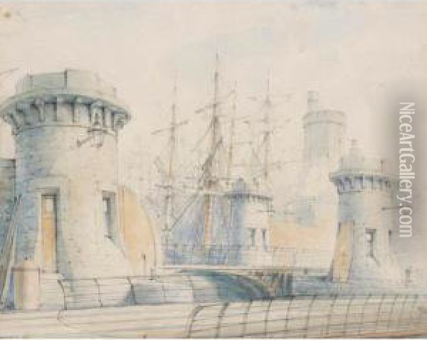 Albert Dock, Liverpool Oil Painting - William Gawin Herdman