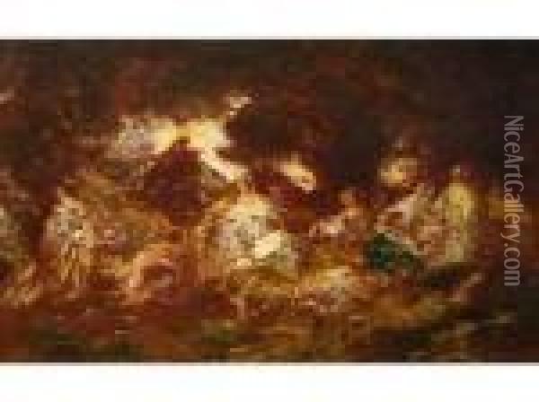 Decameron. Oil Painting - Adolphe Joseph Th. Monticelli