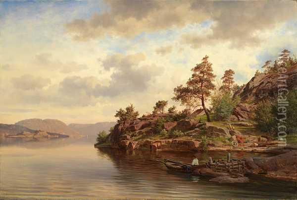 Fisker Ved Bryggen Oil Painting - Johan Frederick Eckersberg