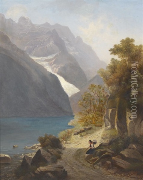 Klontalersee Oil Painting - Alfred Duenz