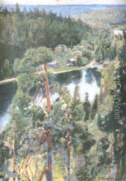 Landskap Fran Kotajarvi Oil Painting - Pekka Halonen