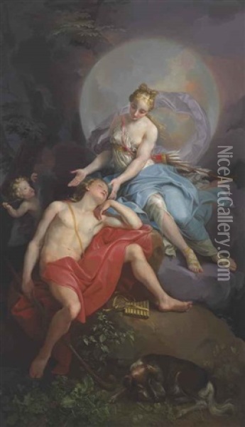 Diana And Endymion Oil Painting - Laurent Pecheux