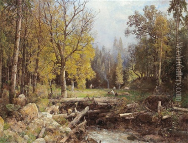Morgenstimmung Im Wienerwald Oil Painting - Robert Russ