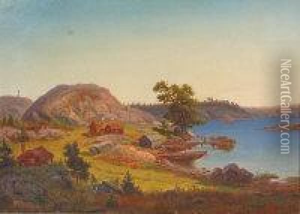 Scandinavian Coastal Landscape Oil Painting - Carl August Fahlgren