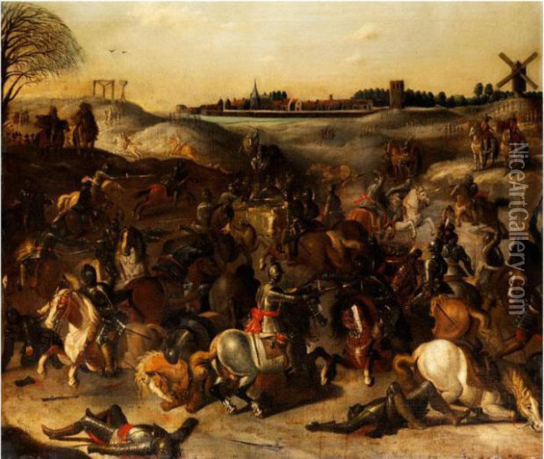 Die Schlacht Der Vierzig Oil Painting - Sebastien Vrancx