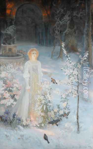 Snow Maiden Oil Painting - Kazimierz Stabrowski