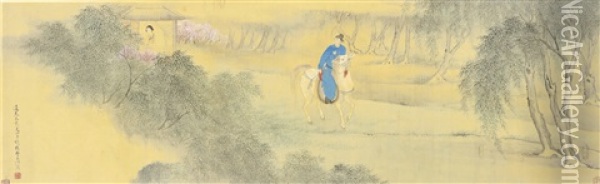 Rider And Beauty Oil Painting -  Fei Danxu