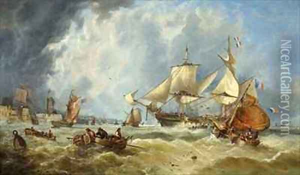 Scene in the English Channel Oil Painting - John Callow