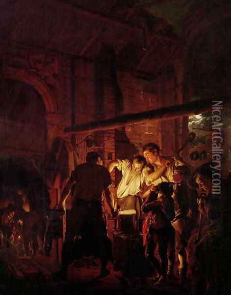 A Blacksmith's Shop, 1771 Oil Painting - Josepf Wright Of Derby