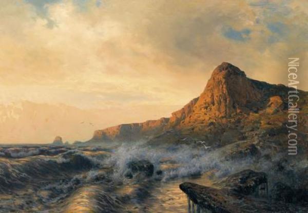 Abendstimmung An Felsiger Meereskuste Oil Painting - Moritz Erdmann