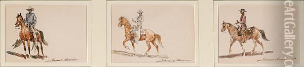 Horsemen Oil Painting - John Edward Borein