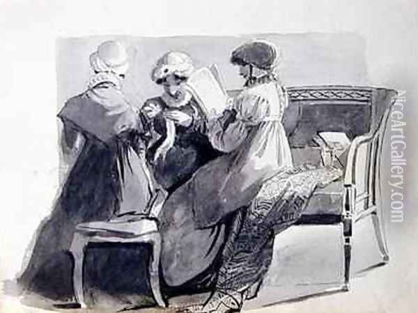 Three Women on a Sofa Oil Painting - John Harden
