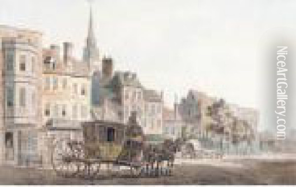 A Coach And Horses Entering York Oil Painting - William Marlow