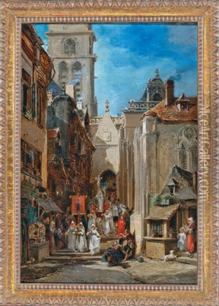 Pele[g]rinages De Lourdes[sic] Oil Painting - Jules Achille Noel