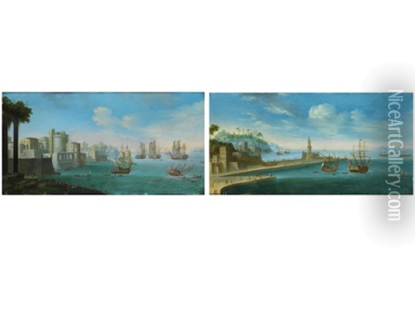 Veduten Des Hafens Von Napoli Oil Painting - Orazio Grevenbroeck