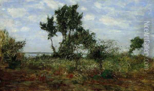 Landscape, near Honflrue Oil Painting - Eugene Boudin