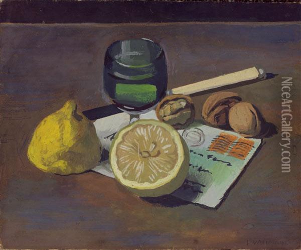 Verre A Jatte Et Citron Coupe Oil Painting - Felix Edouard Vallotton