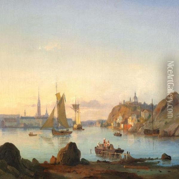 The Port Of Stockholm Oil Painting - C. F. Sorensen
