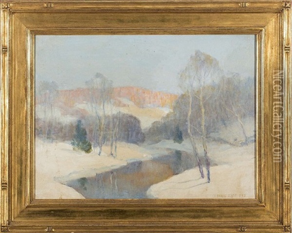 Winter Landscape With Stream Oil Painting - Ernest Albert
