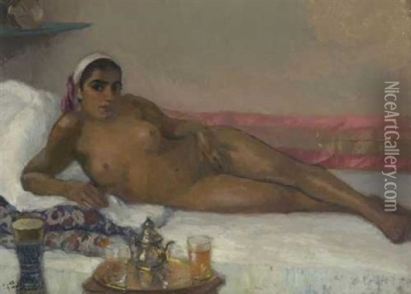 Liegender Akt Oil Painting - Elie Anatole Pavil