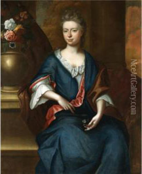 Portrait Of Maria Harwood, Daughter Of John Harwood Oil Painting - John Riley