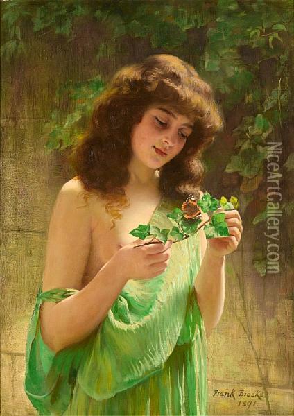 Girl With A Butterfly Oil Painting - Frank Brooks