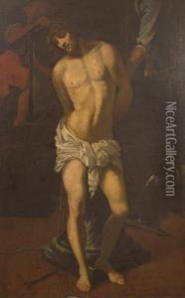 Cristo Alla Colonna Oil Painting - Giacomo Cavedone