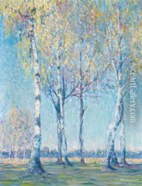 Betulla A Inizio Primavera Oil Painting - Alfons Luger